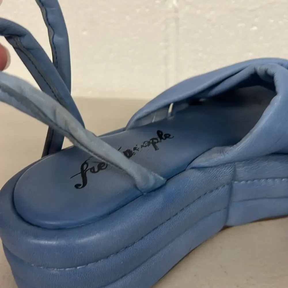 Free people sz36 eu blue leather platform strappy sandal carnival cobalt Harper